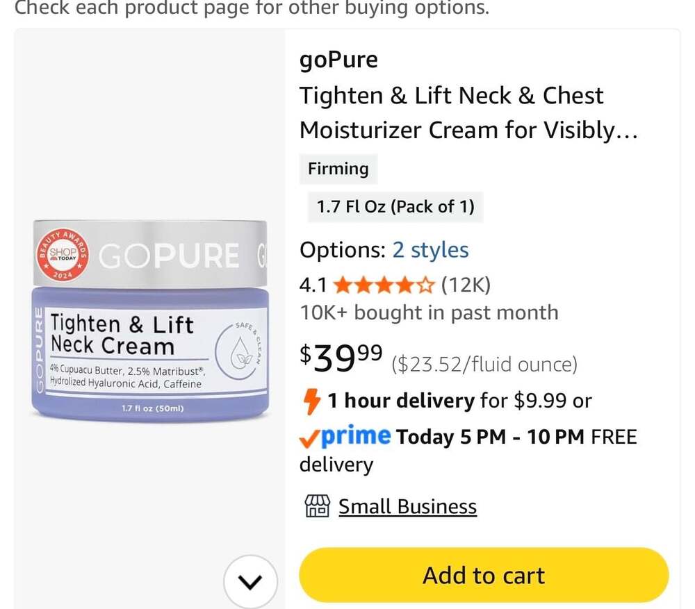 goPure Tighten & Lift Neck Cream - 1.7 fl oz